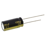 Panasonic 1200μF Aluminium Electrolytic Capacitor 10V dc, Radial, Through Hole - EEUFC1A122