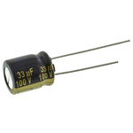 Panasonic 33μF Aluminium Electrolytic Capacitor 100V dc, Radial, Through Hole - EEUFC2A330