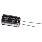 Panasonic 1000μF Aluminium Electrolytic Capacitor 63V dc, Radial, Through Hole - ECA1JHG102
