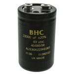 KEMET 22000μF Aluminium Electrolytic Capacitor 63V dc, Screw Terminal - ALS30A223KE063