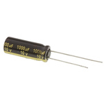 Panasonic 1000μF Aluminium Electrolytic Capacitor 10V dc, Radial, Through Hole - EEUFM1A102L