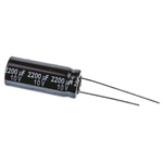 Panasonic 2200μF Aluminium Electrolytic Capacitor 10V dc, Radial, Through Hole - EEUFR1A222L