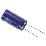 Panasonic 2200μF Aluminium Electrolytic Capacitor 63V dc, Radial, Through Hole - ECA1JM222