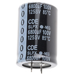Cornell-Dubilier 6800μF Aluminium Electrolytic Capacitor 100V dc, Snap-In - SLPX682M100H9P3