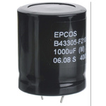 Epcos 1000μF Aluminium Electrolytic Capacitor 400V dc, Snap-In - B43305A9108M000