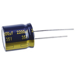 Panasonic 2200μF Aluminium Electrolytic Capacitor 35V dc, Radial, Through Hole - EEUFK1V222S