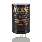 KEMET 220μF Aluminium Electrolytic Capacitor 450V dc, PCB Mount - ALP22A221CD450