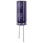 Panasonic 220μF Aluminium Electrolytic Capacitor 250V dc, Radial, Through Hole - ECA2EM221