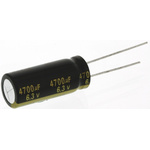 Panasonic 4700μF Aluminium Electrolytic Capacitor 6.3V dc, Radial, Through Hole - EEUFM0J472L