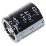 Nichicon 220μF Aluminium Electrolytic Capacitor 450V dc, Snap-In - LGU2W221MELB