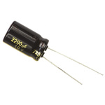 Panasonic 2200μF Aluminium Electrolytic Capacitor 10V dc, Radial, Through Hole - EEUFM1A222