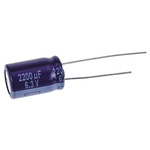 Panasonic 2200μF Aluminium Electrolytic Capacitor 6.3V dc, Radial, Through Hole - ECA0JM222