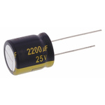 Panasonic 2200μF Aluminium Electrolytic Capacitor 25V dc, Radial, Through Hole - EEUFC1E222S