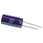 Panasonic 100μF Aluminium Electrolytic Capacitor 250V dc, Radial, Through Hole - ECA2EM101