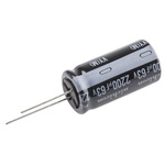 Nichicon 2200μF Aluminium Electrolytic Capacitor 63V dc, Radial, Through Hole - UVY1J222MHD