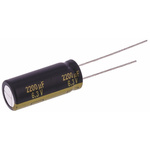 Panasonic 2200μF Aluminium Electrolytic Capacitor 6.3V dc, Radial, Through Hole - EEUFK0J222L