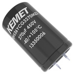 KEMET 390μF Aluminium Electrolytic Capacitor 400V dc, Snap-In - PEH536VDF3390M3