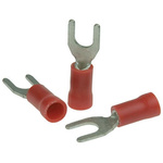 RS PRO Insulated Crimp Spade Connector, 0.5mm² to 1.5mm², 22AWG to 16AWG, M3.5 Stud Size Vinyl, Red