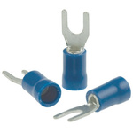 RS PRO Insulated Crimp Spade Connector, 1.5mm² to 2.5mm², 16AWG to 14AWG, M6 Stud Size Vinyl, Blue