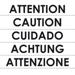 RS PRO Self-Adhesive General Hazard Hazard Warning Label (French/English/Spanish/German/Italian)