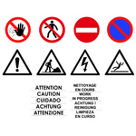 RS PRO Self-Adhesive General Hazard Hazard Warning Label (French/English/Spanish/German)