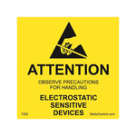 7202 | SCS Yellow Safety Labels, Attention-Text 51 mm x 51mm