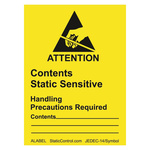ALABEL | SCS Yellow Safety Labels, Attention-Text 47 mm x 64mm