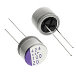 Panasonic 100μF Through Hole Polymer Capacitor, 20V dc