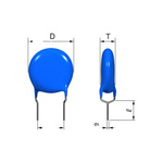 TDK Single Layer Ceramic Capacitor (SLCC) 1000pF 2kV dc –20 %, +80 %, CK45, Through Hole
