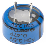 KEMET 0.47F Supercapacitor -20 → +80% Tolerance, Supercap FG 3.5V dc, Through Hole