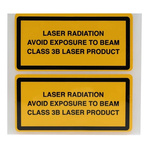 Brady Black/Yellow Vinyl Safety Labels, Laser Class 3B-Text 52 mm x 105mm