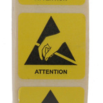 RS PRO Yellow Paper ESD Label, Attention-Text 25 mm x 25mm