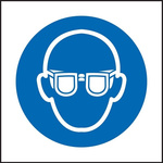 RS PRO Vinyl Mandatory Eye Protection Sign With Pictogram Only Text