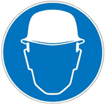 Brady PET Mandatory Head Protection Sign With Pictogram Only Text