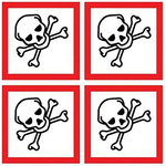 RS PRO White Gloss Polymeric Vinyl Safety Labels, GHS Toxic-Text 100 mm x 100mm