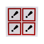 RS PRO White Gloss Polymeric Vinyl Safety Labels, GHS Irritant-Text 100 mm x 100mm