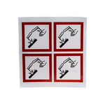 RS PRO White Gloss Polymeric Vinyl Safety Labels, GHS Corresive-Text 100 mm x 100mm
