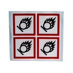 RS PRO White Gloss Polymeric Vinyl Safety Labels, GHS Oxidising-Text 100 mm x 100mm