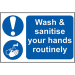 RS PRO PVC Mandatory Wash Hands Sign With English Text, 300 x 200mm