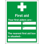 RS PRO PVC Green/White First Aid Sign, H600 mm W450mm