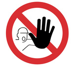 PVC No Unauthorised Access Prohibition Label, 200 x 200mm