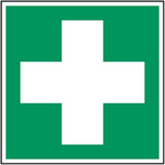 Brady Polyester Green, White First Aid Sign, H200 mm W200mm