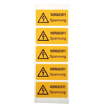 Idento Yellow PVC Safety Labels, VORSICHT! Spannung-Text