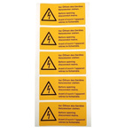 Idento Yellow PVC Safety Labels, Vor Öffnen des Gerätes Netzstecker ziehen. Before opening disconnect mains. Avant