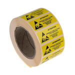 RS PRO Yellow Paper ESD Label, Attention-Text 38 mm x 16mm