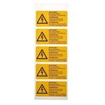 Idento Yellow PVC Safety Labels, ACHTUNG! Bei ausgeschaltetem Hauptschalter unter Spannung; ATTENTION! Voltage also