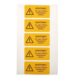 Idento Yellow PVC Safety Labels, ACHTUNG! Vor dem Öffnen Netzstecker ziehen!-Text