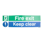Vinyl Fire Safety Label, Fire exit Keep clear With English Text Self-Adhesive
