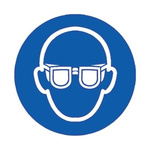 RS PRO Vinyl Mandatory Eye Protection Sign With Pictogram Only Text, 150 x 150mm