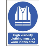 RS PRO PP Rigid Plastic Mandatory High Visibility Clothing Sign With English Text